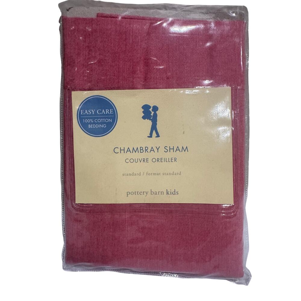 Pottery Barn Kids Chambray Red Pillow Sham